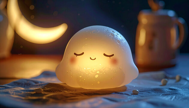 Sleepy Cloud Night Light Glowing Softly on Table