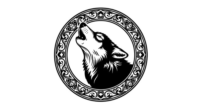 Black and white wolf portrait.