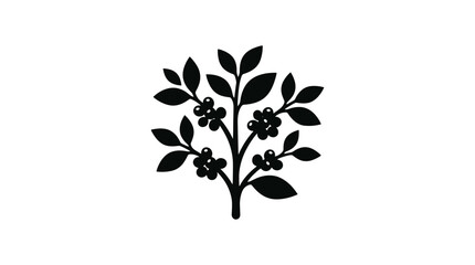 Obraz premium Stylized Coffee Plant Silhouette with Berries.