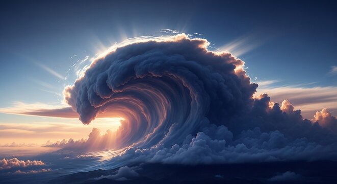 Cloud wave formation sunlight