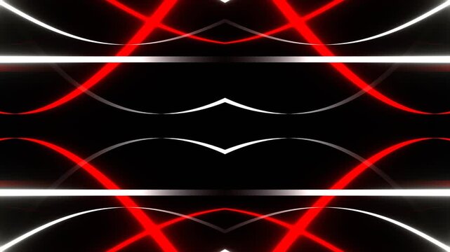Red and White Moving Neon Lines Kaleidoscope Background VJ Loop in 4K