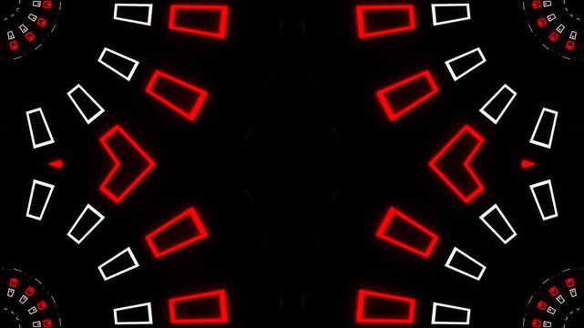 Red and White Neon Light Spherical Kaleidoscope Background VJ Loop in 4K