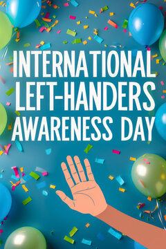 Banner Poster Greeting Card international left hander awareness day holiday lefthander AI Generative