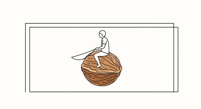 Person Riding Walnut Shell, Symbolizing Small Scale and Big Challenges
