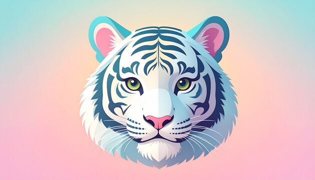 White Tiger Face Close-up with Yellow Eyes