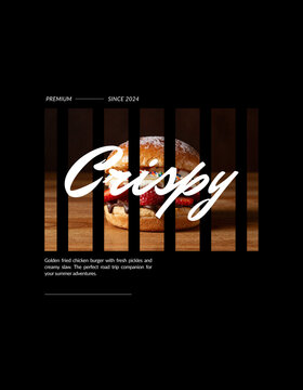 Minimal Aesthetic Chicken Burger Graphic Design for Apparel