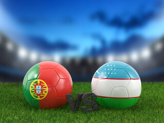 Fototapeta premium Soccer world cup group K Portugal vs Uzbekistan