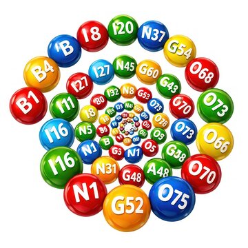Colorful bingo balls spiral