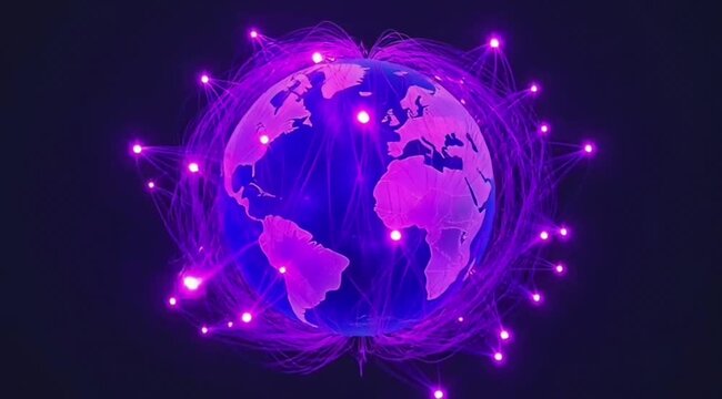 Global Threat Intelligence Grid Abstract Cybersecurity Energy Shield Shielding World Map