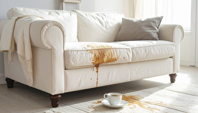 Couch with spilled coffee