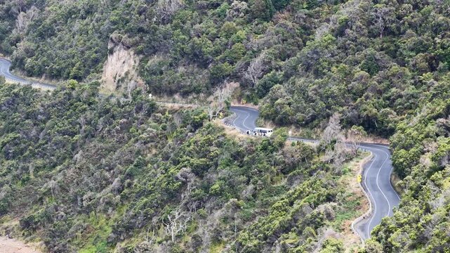 Shore landscape view of Great Ocean road in Victoria, Australia aerial panning.