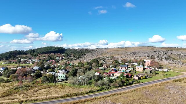 Kaapsehoop, Mpumalanga, South Africa &mdash; cinematic aerial drone footage capturing the misty escarpment village