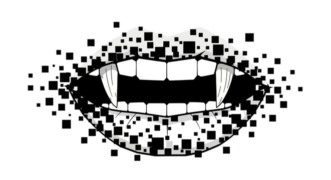 Vampire Mouth with Fangs and Pixelated Effect