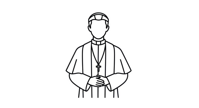 Cleric Icon: Priest in Cassock and Stole with Cross Necklace