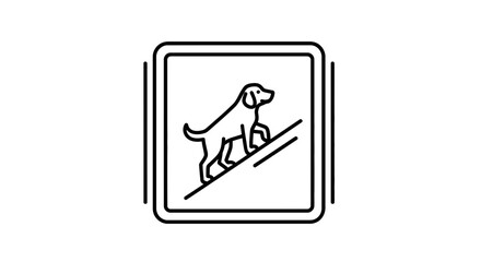 Fototapeta premium Dog Climbing Stairs Icon, Pet Training, Pet Care, Animal Activity, Vector Graphic