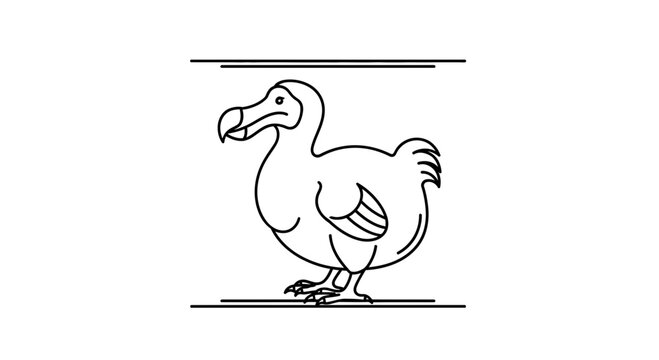 Dodo Bird Line Art Illustration - Extinct Animal Icon