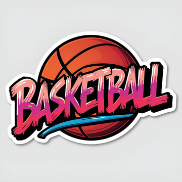 Vibrant graffiti-style "Basketball" text overlayed on a basketball illustration, perfect for sports-themed designs.