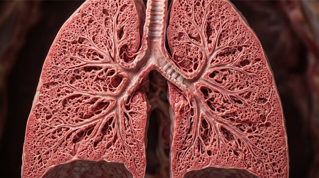Human Lung Anatomy Depiction Showcasing Alveolar Network Texture