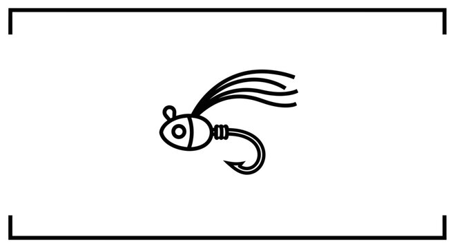 Fishing Jig Lure Icon, Simple Outline Vector Illustration for Angling and Sport