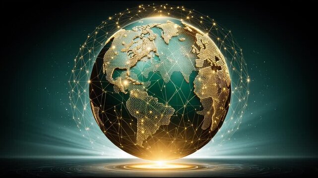 abstract business connection of line from nail node to node on world map background Innovation network points Earth's surface	