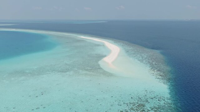 Aerial view of sandbar and ocean, Baa atoll, Maldives islands