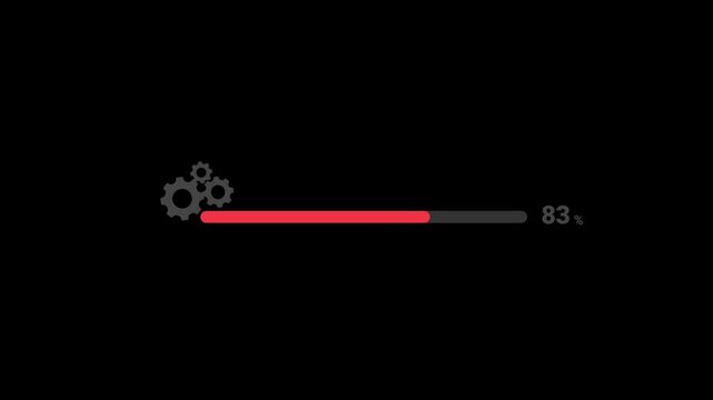 Loading bar. downloading progress video on black background. percentage count zero to hundred. count 0 to 100% Loading bar animation