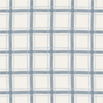 Pale Slate Blue Grey Painterly Plaid Seamless Pattern