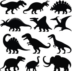 Fototapeta premium Dinosaur Silhouette Collection: Prehistoric Animals