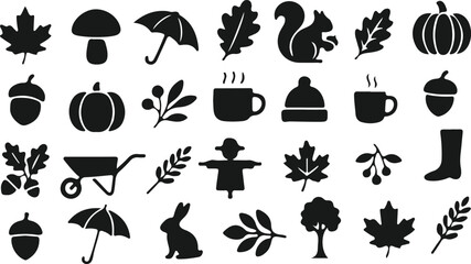 hand drawn autumn black icon silhouette vector illustration art  © Ammara