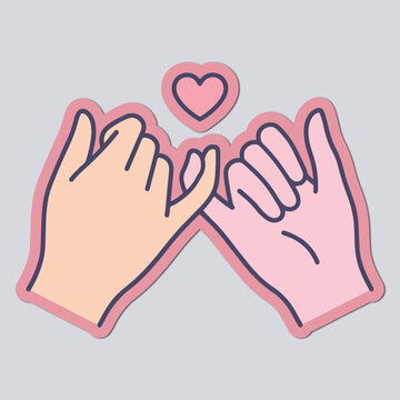 Interlocking fingers with heart symbol
