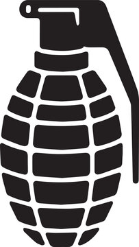 Military Hand Grenade Vector Icon - Frag Grenade Silhouette