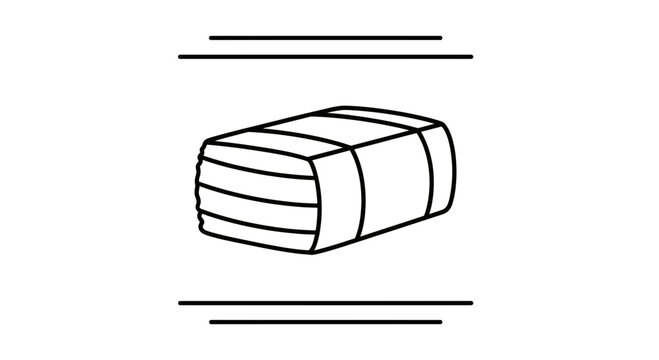 Hay bale icon, simple line drawing of compressed straw block for agriculture and farming