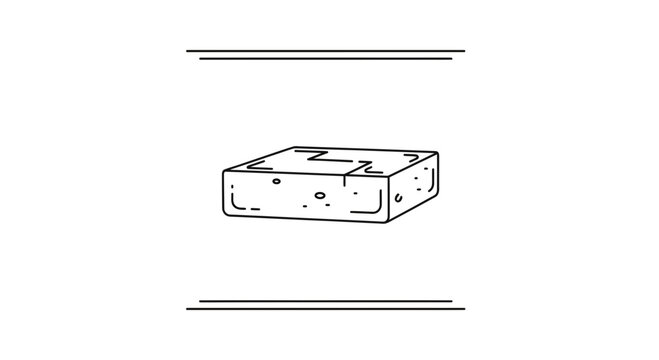 Hand-drawn sketch of a rectangular cheese block with a zig-zag pattern on top