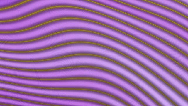 Soft purple layered waves with glowing golden curved lines forming fluid motion across the frame, creating a futuristic textured background with smooth rhythmic movement.