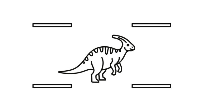 Dinosaur Parasaurolophus Line Art Icon on White Background