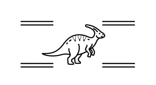 Dinosaur Parasaurolophus Line Art Icon, Simple Vector Illustration