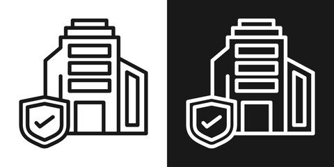 Obraz premium Property Insurance Icon In Black And White Line Style
