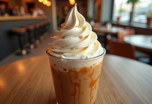 Whipped Cream Swirl Iced Coffee Urban Aesthetic Trendy Cafe Vibe