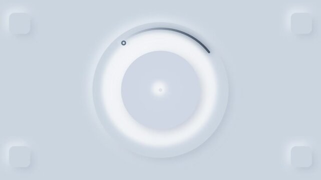 Neumorphic loading circle animation on minimalist white UI background with rotating progress bar and soft shadows