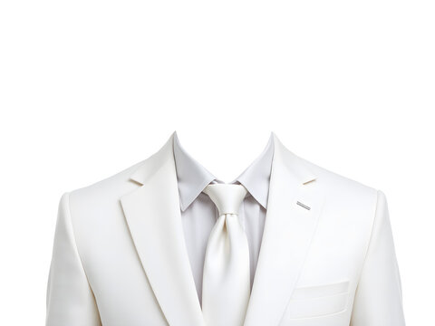 &ldquo;Formal sgi white court suit with sgi white  shirt and sgi white  tie, no head, clean neck cut, front-facing passport photo style, plain white background, studio lighting, high resolution, realistic