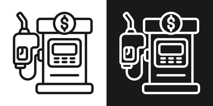 Fuel Payment Icon In Black And White Line Style