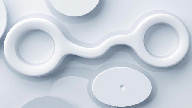 Abstract white circular shapes in glossy style on light background concept of minimal modern composition