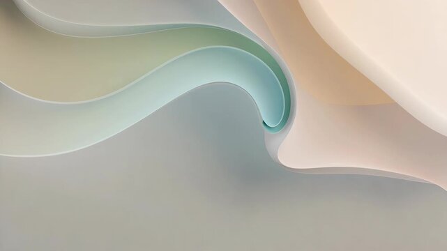 Flowing pastel curved shapes in abstract style on neutral backdrop, overall concept of calm and gentle softness