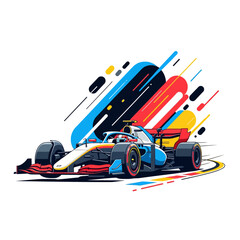 Fototapeta premium Formula racing car graphic illustration isolated on white