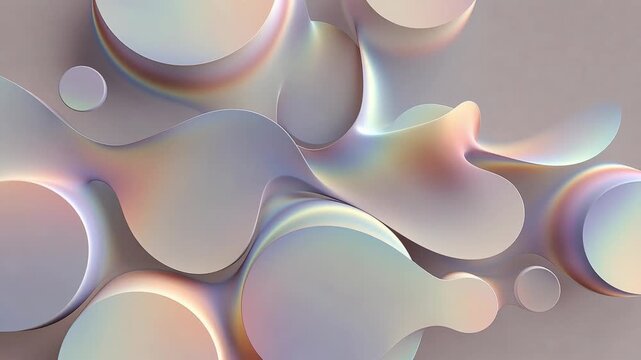 Smooth pastel circles and flowing shapes, soft abstract style on a muted background, concept of harmony and calm