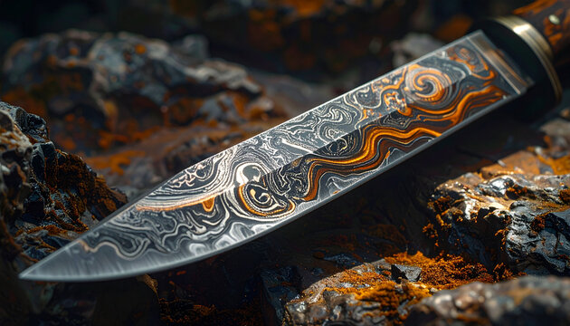 Intricate damascus steel knife