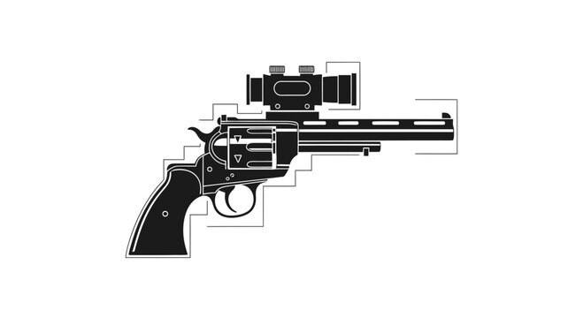 Custom Revolver with Scope: Tactical Firearm, Precision Shooting, Modern Handgun