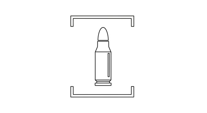 Bullet Icon, Ammunition Symbol, Firearm Cartridge Outline, Military Concept