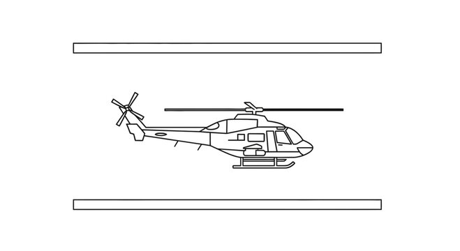 Helicopter Blueprint Drawing, Aviation Transport, Technical Illustration