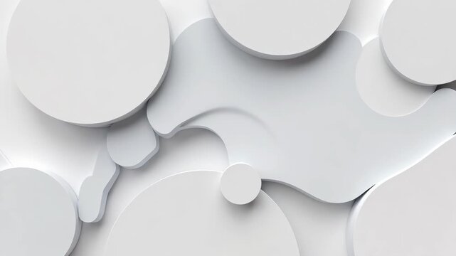 White overlapping circular forms in clean minimal style on light background, concept of geometry and abstraction